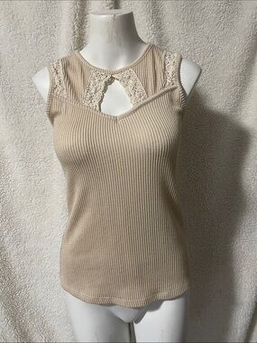 Maurices Sleeveless Lace-Trim Ribbed Tank Top